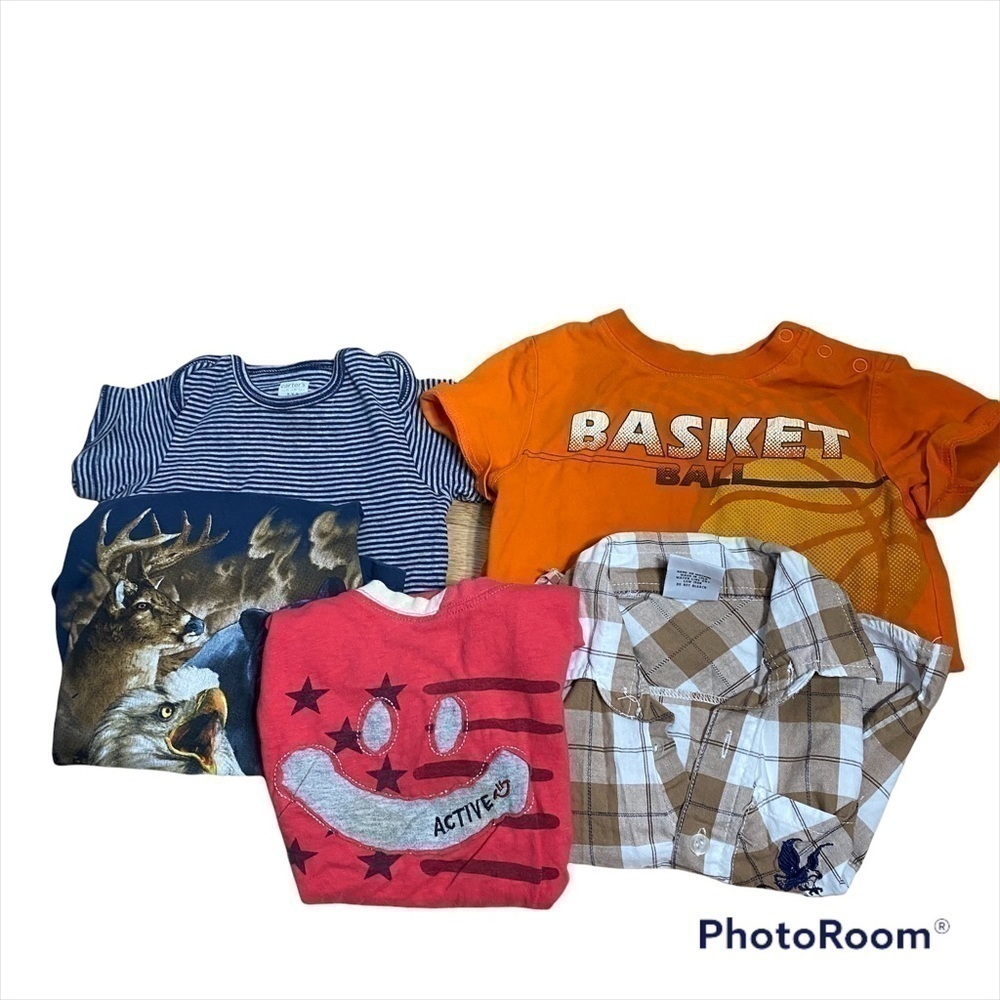 2T Top Bundle Basketball Onesie Smiley Face Denver Animals Striped Onesie